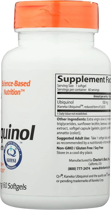 DOCTOR'S BEST - Doctors Best Ubiquinol 100Mg. 60 Capsulas Blandas - The Red Vitamin MX - Suplementos Alimenticios - {{ shop.shopifyCountryName }}