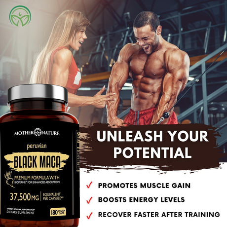 MOTHER NATURE - Mother Nature Organic Black Maca Root Extract 180 Capsulas - The Red Vitamin MX - Suplementos Alimenticios - {{ shop.shopifyCountryName }}