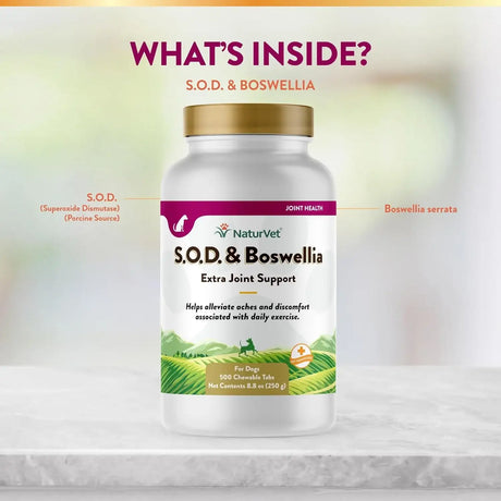 NATURVET - NaturVet S.O.D. & Boswellia Extra Joint Support Dog 500 Tabletas Masticables - The Red Vitamin MX - Cuidado De Cadera Y Articulaciones Para Perros - {{ shop.shopifyCountryName }}