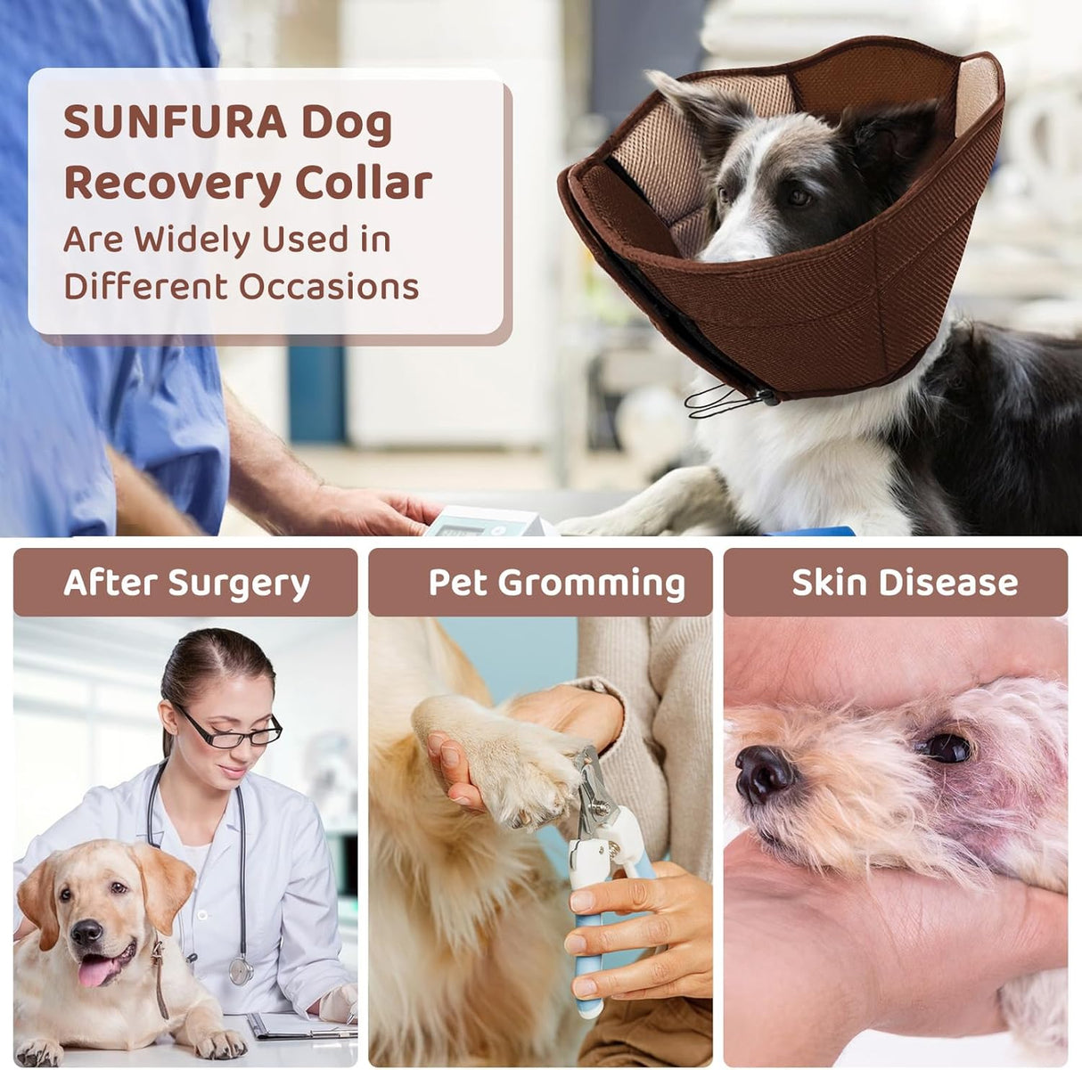 SUNFURA Dog Cone BROWN SMALL