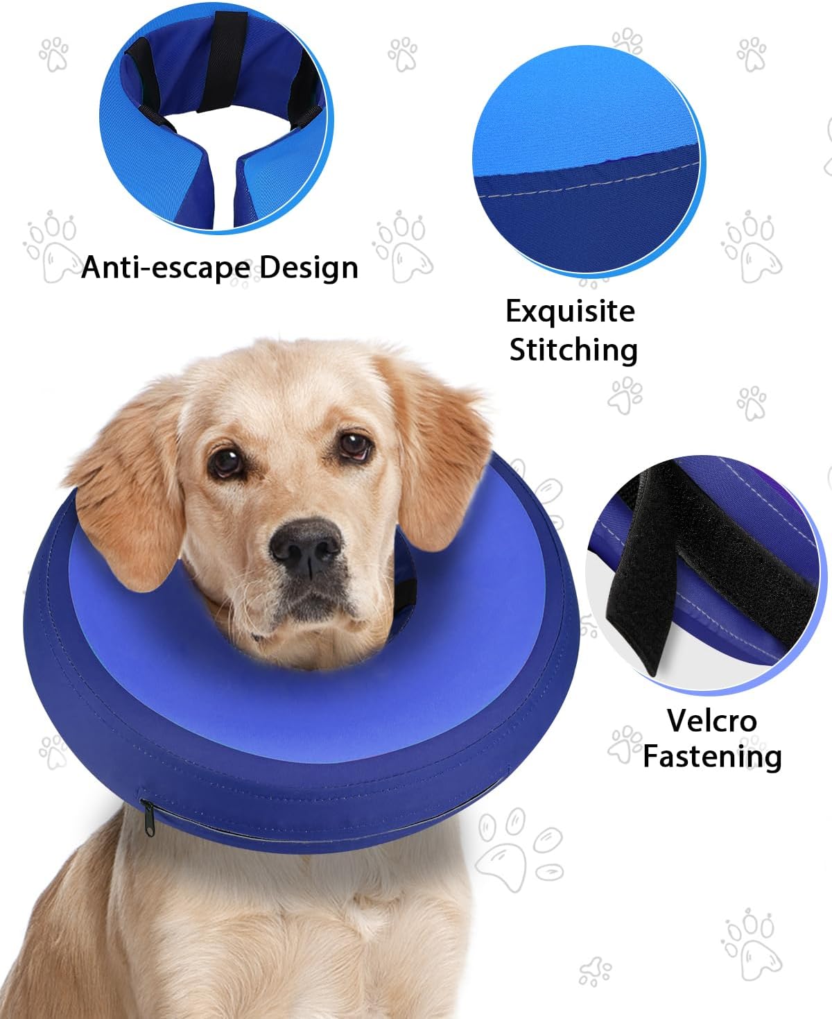 MIDOG Inflatable Dog Cone Collar PinkBlue SMALL Neck 8"-11"