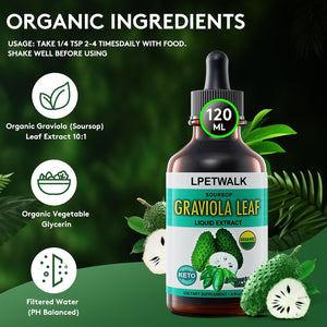 LPETWALK Soursop Graviola Leaf Extract Liquid Drops 120Ml.