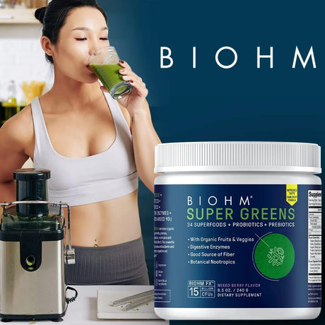 BIOHM - BIOHM Super Greens Green Superfood Powder 30 Servicios Mixed Berry Flavor 240Gr. - The Red Vitamin MX - Suplementos Alimenticios - {{ shop.shopifyCountryName }}