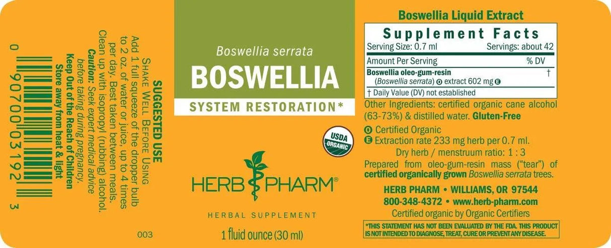 HERB PHARM - Herb Pharm Certified Organic Boswellia Liquid Extract 1 Fl.Oz. - The Red Vitamin MX - Suplementos Alimenticios - {{ shop.shopifyCountryName }}