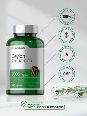 HORBAACH - Horbaach Ceylon Cinnamon 6000Mg. 150 Capsulas - The Red Vitamin MX - Suplementos Alimenticios - {{ shop.shopifyCountryName }}