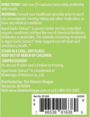 THE VITAMIN SHOPPE - The Vitamin Shoppe Odorless Aged Garlic Extract 600Mg. 200 Capsulas - The Red Vitamin MX - Suplementos Alimenticios - {{ shop.shopifyCountryName }}