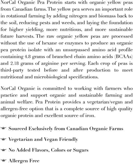 NORCAL ORGANIC - NorCal Organic Premium Pea Protein Isolate Unflavored 907Gr. - The Red Vitamin MX - Suplementos Alimenticios - {{ shop.shopifyCountryName }}