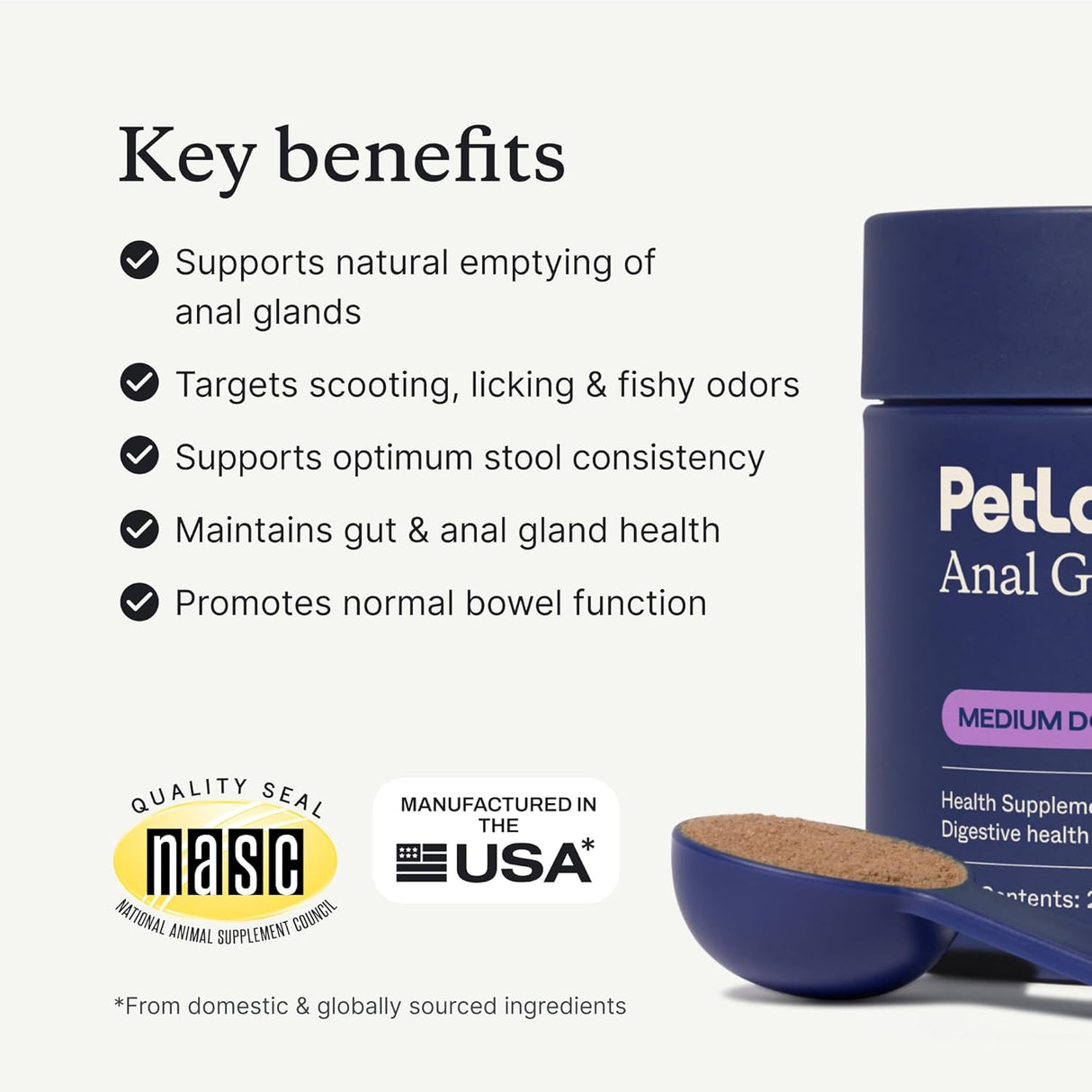 PetLab Co. Anal Gland Support Tailored Powder MEDIUM Dogs 60Gr.