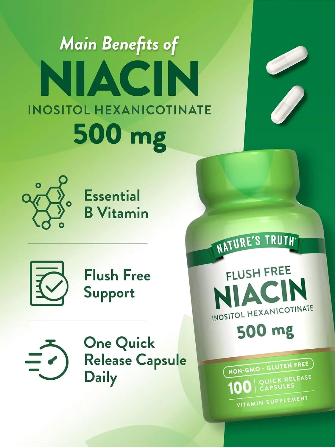 NATURE'S TRUTH - Nature's Truth Flush Free Niacin 500Mg. 100 Capsulas - The Red Vitamin MX - Suplementos Alimenticios - {{ shop.shopifyCountryName }}