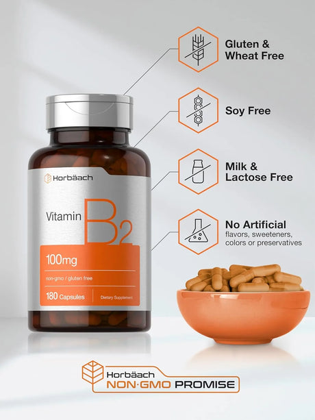 HORBAACH - Horbaach Vitamin B-2 100Mg. 180 Capsulas - The Red Vitamin MX - Suplementos Alimenticios - {{ shop.shopifyCountryName }}