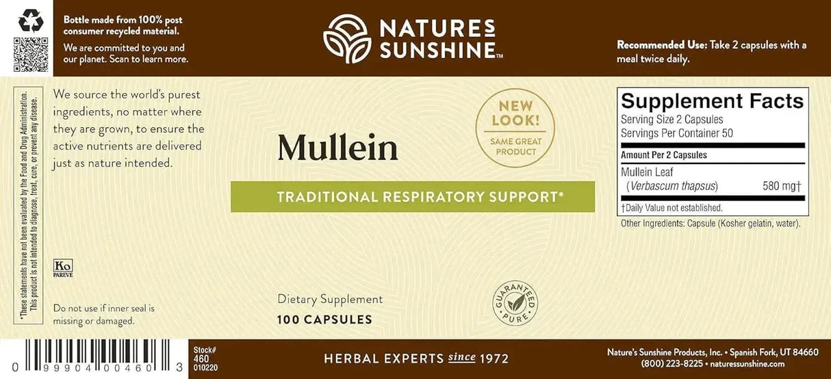 NATURES SUNSHINE - Nature's Sunshine Mullein 100 Capsulas - The Red Vitamin MX - Suplementos Alimenticios - {{ shop.shopifyCountryName }}