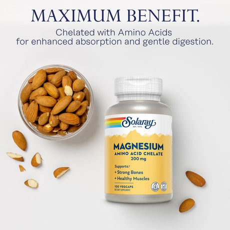 SOLARAY - SOLARAY Magnesium Amino Acid Chelate 200Mg. 100 Capsulas - The Red Vitamin MX - Suplementos Alimenticios - {{ shop.shopifyCountryName }}