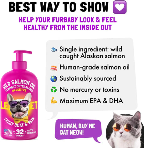 LEGITPET - LEGITPET Wild Alaskan Salmon Oil for Dogs & Cats 32 Fl.Oz. - The Red Vitamin MX - Aceite De Pescado Para Perros - {{ shop.shopifyCountryName }}