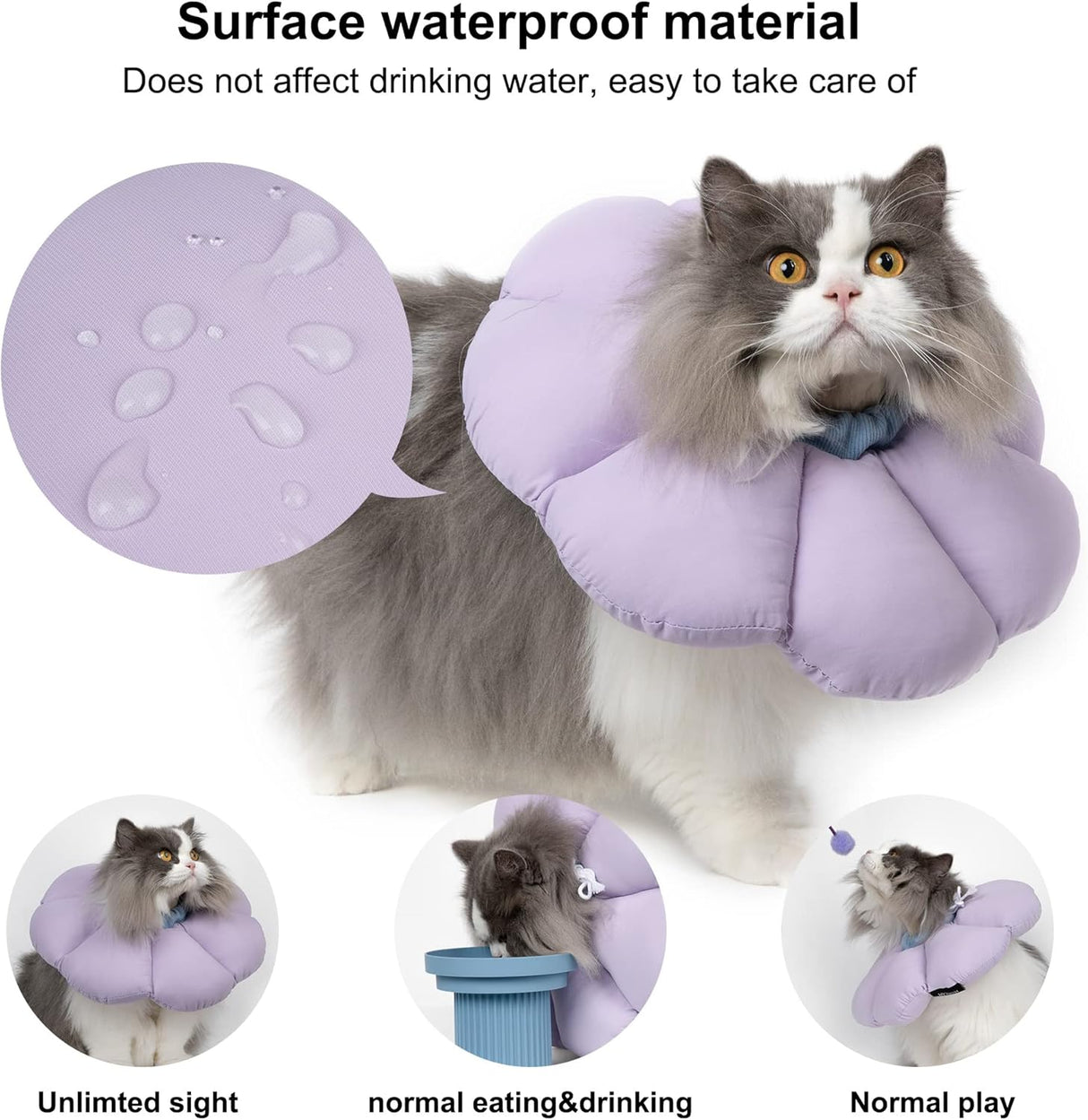 H HIDREAM Cat Cone Collar Purple Flower Small