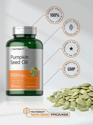 HORBAACH - Horbaach Pumpkin Seed Oil 3000Mg. 120 Capsulas Blandas - The Red Vitamin MX - Suplementos Alimenticios - {{ shop.shopifyCountryName }}