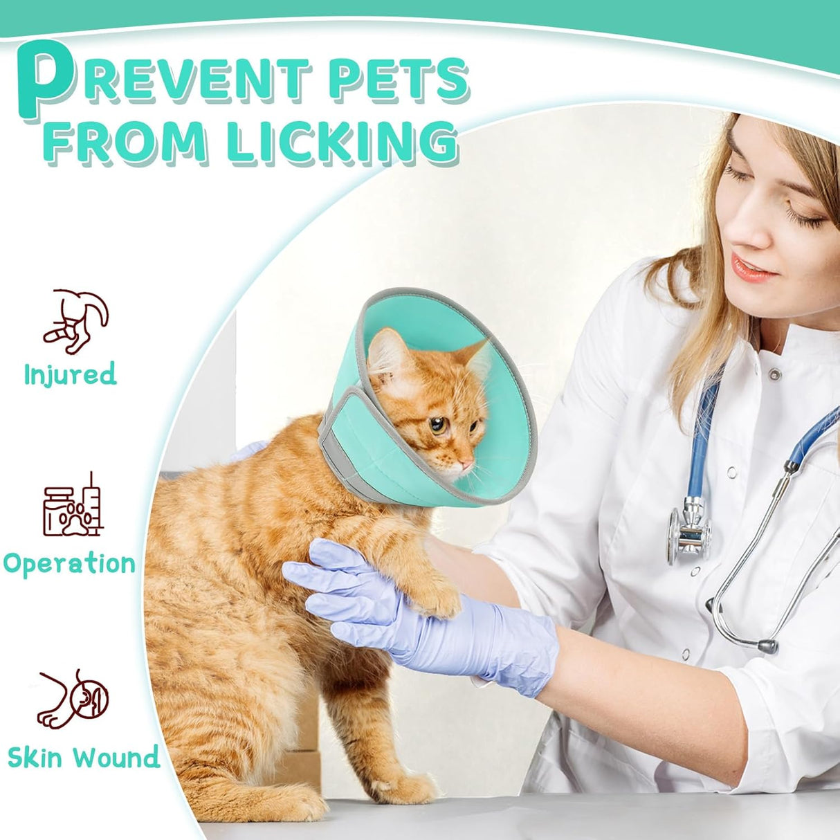 GoGoPaw Cat Cone Collar Soft to Stop Licking Adjustable Foldable SOLID GREEN LARGE