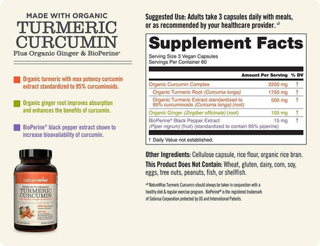 NatureWise Curcumin Turmeric 2250Mg. 180 Capsulas - The Red Vitamin MX - Suplementos Alimenticios - NATUREWISE