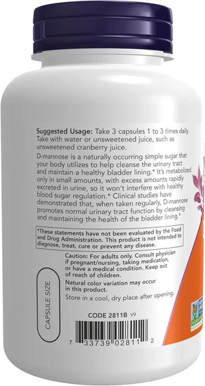 NOW SUPPLEMENTS - NOW Supplements D-Mannose 500Mg. 120 Capsulas - The Red Vitamin MX - Suplementos Alimenticios - {{ shop.shopifyCountryName }}