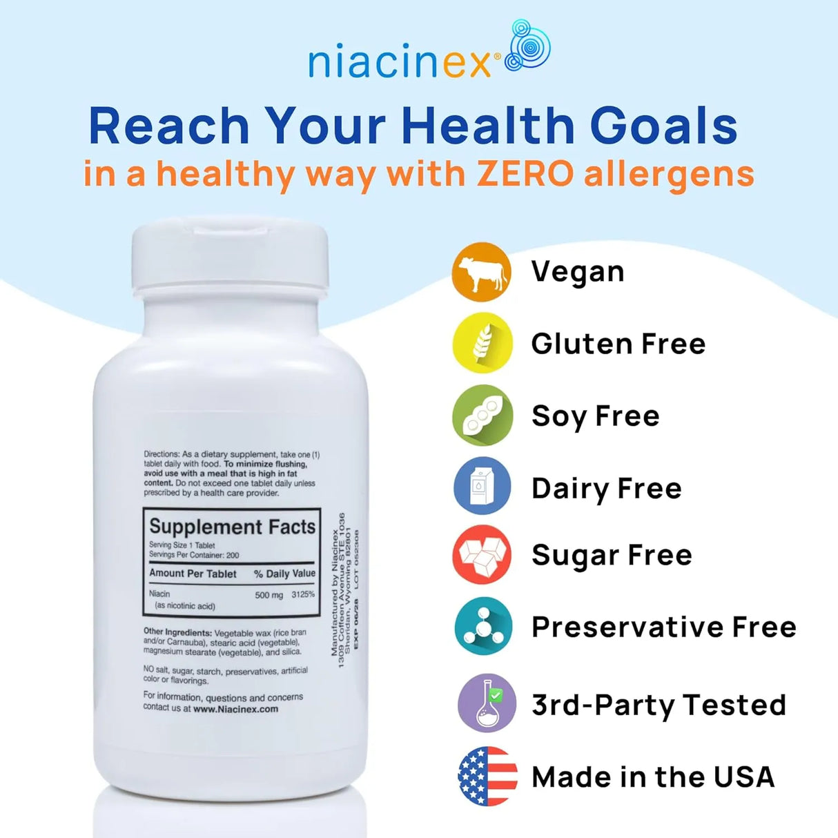 NIACINEX - Niacinex Niacin 500Mg. 200 Tabletas - The Red Vitamin MX - Suplementos Alimenticios - {{ shop.shopifyCountryName }}