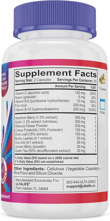 ULTALIFE - ULTALIFE Blood Pressure Supplements 60 Capsulas - The Red Vitamin MX - Suplementos Alimenticios - {{ shop.shopifyCountryName }}