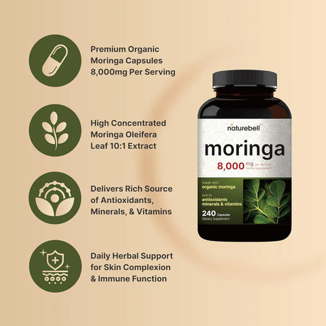 NATUREBELL - NatureBell Moringa 8000Mg. 240 Capsulas 2 Pack - The Red Vitamin MX - Suplementos Alimenticios - {{ shop.shopifyCountryName }}