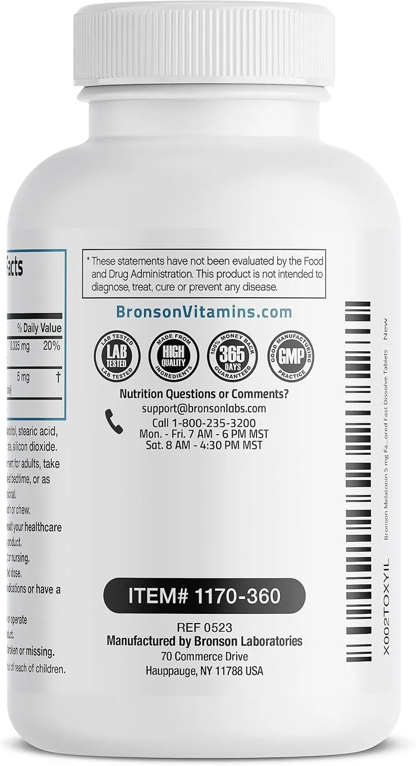 BRONSON - Bronson Melatonin 5Mg. Fast Dissolve Cherry Tablets 360 Tabletas - The Red Vitamin MX - Suplementos Alimenticios - {{ shop.shopifyCountryName }}