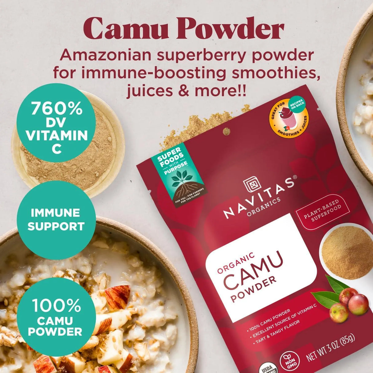 NAVITAS - Navitas Organics Camu Camu Powder 85Gr. - The Red Vitamin MX - Suplementos Alimenticios - {{ shop.shopifyCountryName }}