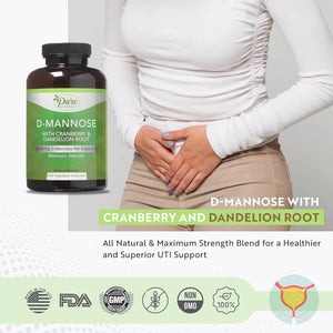 PURE BY NATURE - Pure By Nature D-Mannose with Cranberry and Dandelion Root 240 Capsulas - The Red Vitamin MX - Suplementos Alimenticios - {{ shop.shopifyCountryName }}