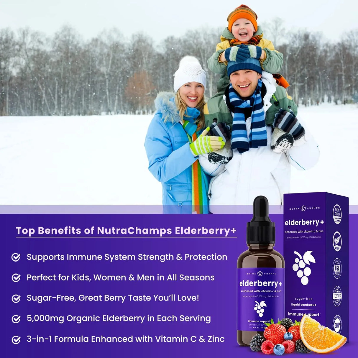 NUTRACHAMPS - NutraChamps Organic Elderberry Syrup 4 Fl.Oz. - The Red Vitamin MX - Suplementos Alimenticios - {{ shop.shopifyCountryName }}