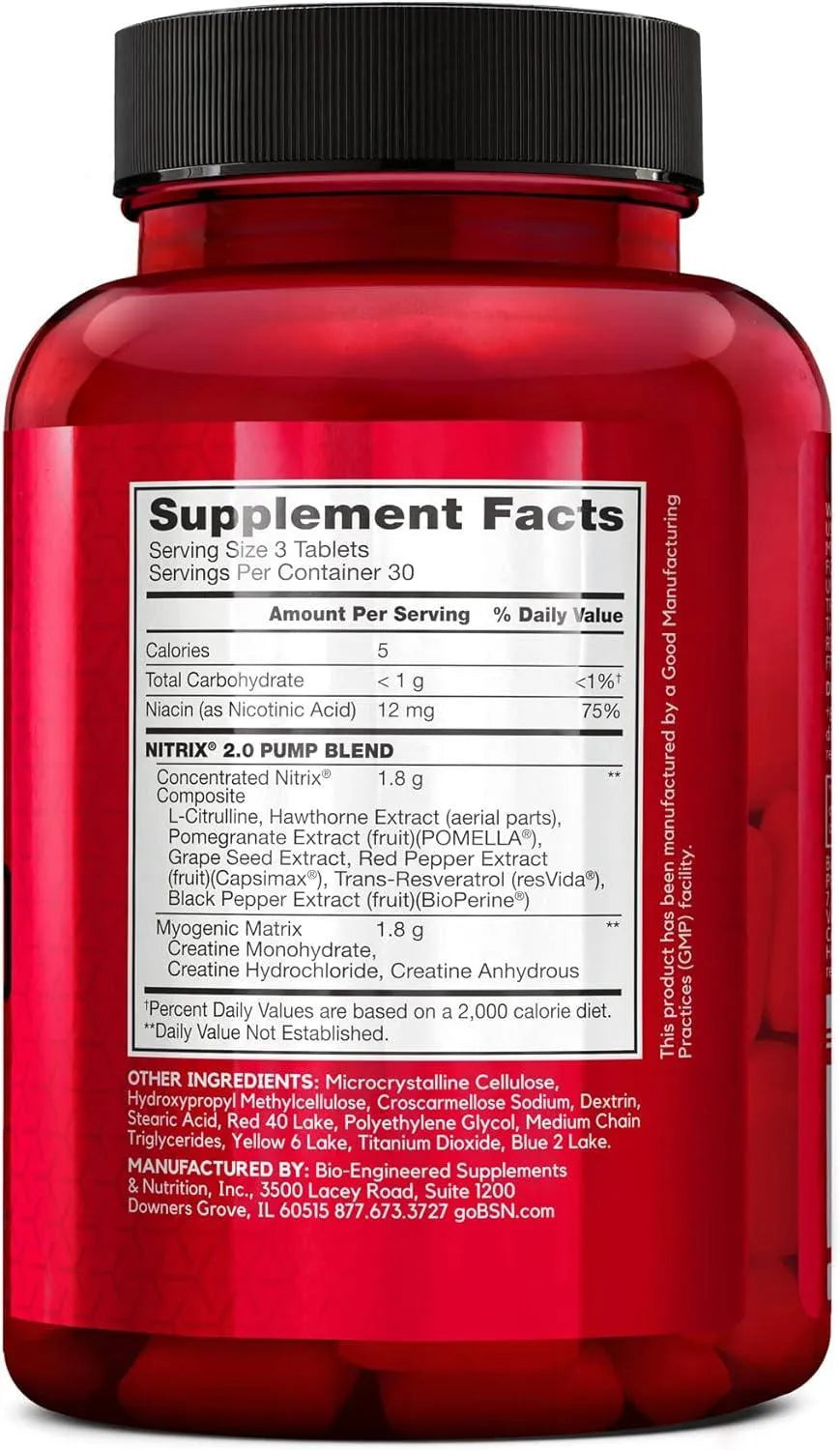 BSN - BSN NITRIX 2.0 Nitric Oxide Precursors 90 Tabletas - The Red Vitamin MX - Suplementos Alimenticios - {{ shop.shopifyCountryName }}