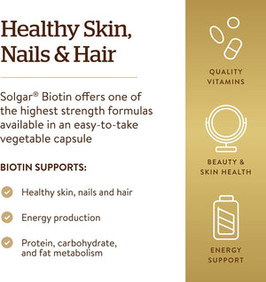 Solgar Biotin 10,000 mcg 60 Capsulas - The Red Vitamin MX - Suplementos Alimenticios - SOLGAR