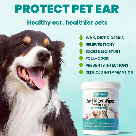 MEDUWEDU - MEDUWEDU Ear Cleaner Finger Wipes Coconut Scent 60 Toallitas - The Red Vitamin MX - Cuidado Del Oído De Perros - {{ shop.shopifyCountryName }}
