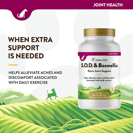 NATURVET - NaturVet S.O.D. & Boswellia Extra Joint Support Dog 500 Tabletas Masticables - The Red Vitamin MX - Cuidado De Cadera Y Articulaciones Para Perros - {{ shop.shopifyCountryName }}