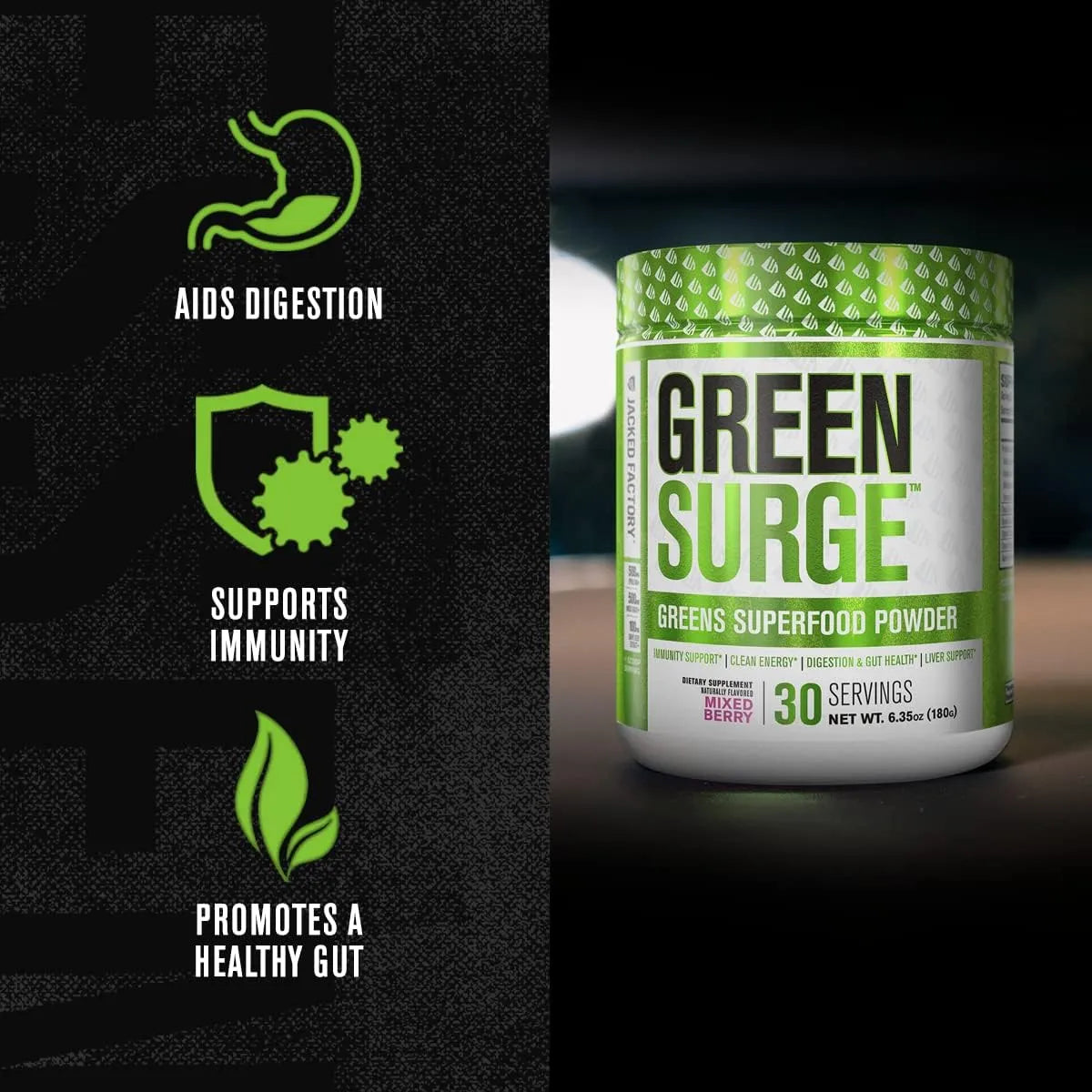JACKED FACTORY - Jacked Factory Green Surge Green Superfood Powder 30 Servicios Mixed Berry 180Gr. - The Red Vitamin MX - Suplementos Alimenticios - {{ shop.shopifyCountryName }}