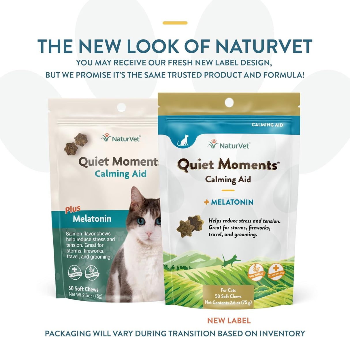 NaturVet Quiet Moments Calming Aid Cat Supplement Plus Melatonin 50 Masticables