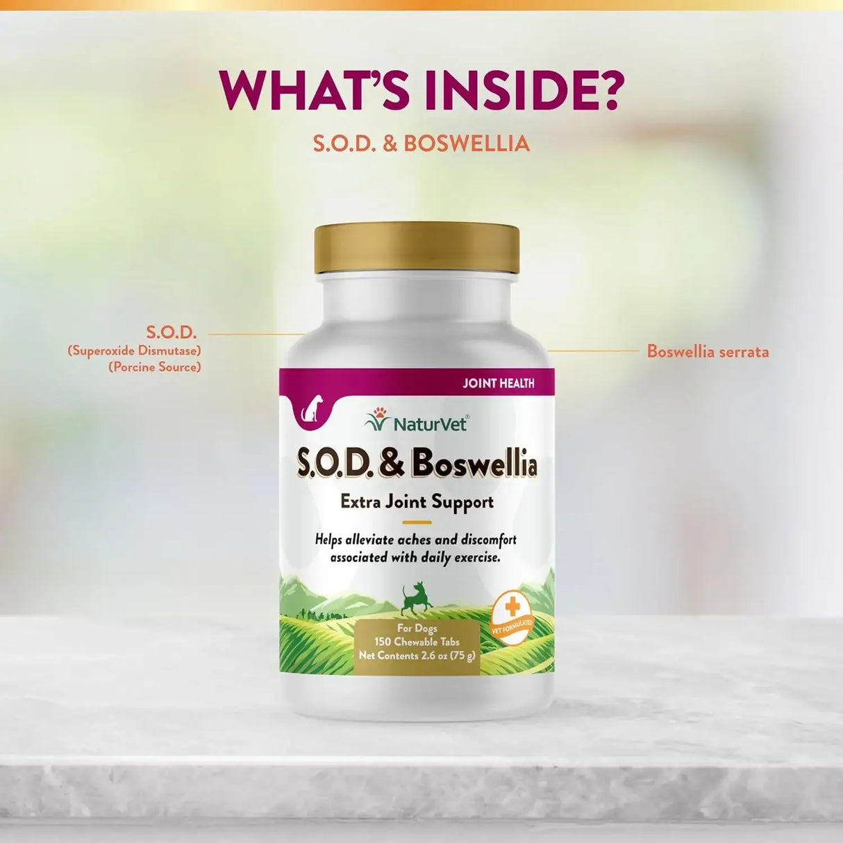 NATURVET - NaturVet S.O.D. & Boswellia Extra Joint Support Dog 150 Tabletas Masticables - The Red Vitamin MX - Cuidado De Cadera Y Articulaciones Para Perros - {{ shop.shopifyCountryName }}