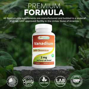 Best Naturals Vanadium 2Mg. with Chromium 180 Tabletas