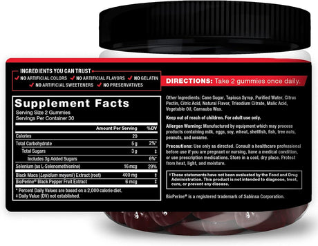 FORCE FACTOR - Force Factor Black Maca Gummies 60 Gomitas 2 Pack - The Red Vitamin MX - Suplementos Alimenticios - {{ shop.shopifyCountryName }}