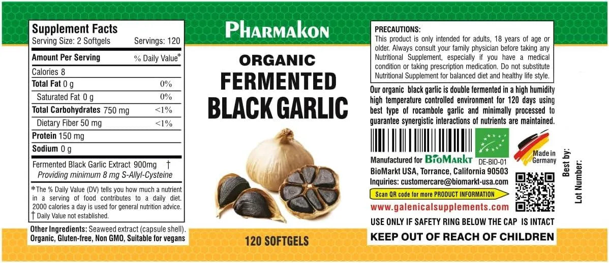 PHARMAKON - PHARMAKON Organic Aged Black Garlic 120 Capsulas Blandas - The Red Vitamin MX - Suplementos Alimenticios - {{ shop.shopifyCountryName }}