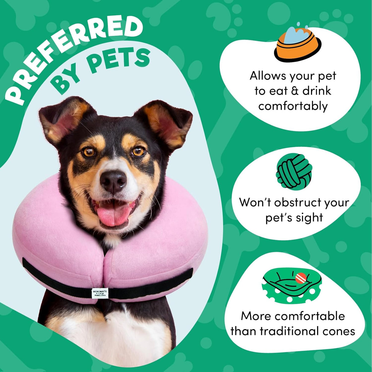 BENCMATE Inflatable Dog Cone Collar Alternative XLARGE Pink