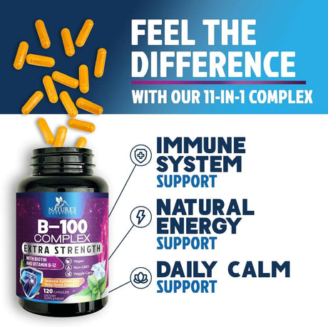 NATURE'S NUTRITION - Nature's Nutrition B-100 Complex 120 Capsulas - The Red Vitamin MX - Suplementos Alimenticios - {{ shop.shopifyCountryName }}