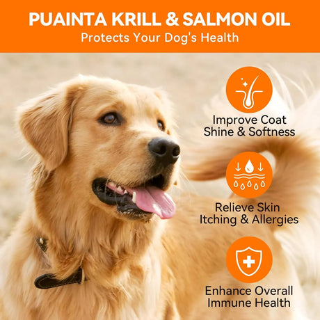 PUAINTA - PUAINTA Fish Oil for Dogs Antarctic Krill & Wild Alaskan Salmon Oil 8 Fl.Oz. - The Red Vitamin MX - Aceite De Pescado Para Perros - {{ shop.shopifyCountryName }}