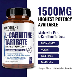 BENEVOLENT NOURISHMENT - Benevolent Nourishment Premium L-Carnitine Tartrate 1500Mg. 120 Capsulas - The Red Vitamin MX - Suplementos Alimenticios - {{ shop.shopifyCountryName }}