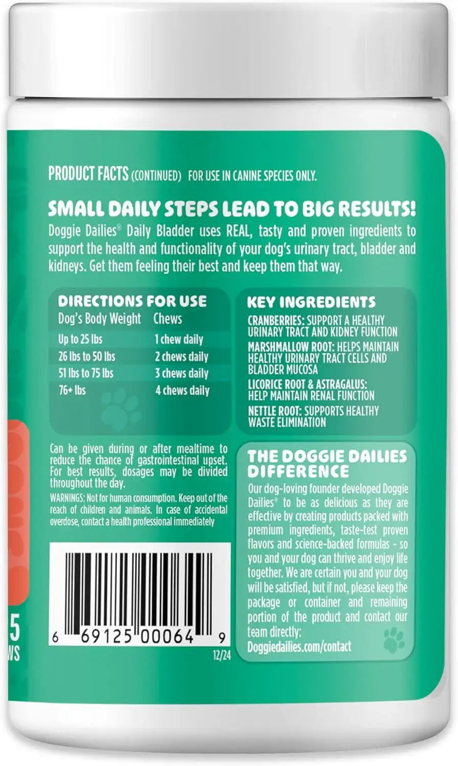 DOGGIE DAILIES - Doggie Dailies Cranberry Supplement for Dogs Chicken Flavored 225 Masticables - The Red Vitamin MX - Salud De Tracto Urinario Para Perros - {{ shop.shopifyCountryName }}