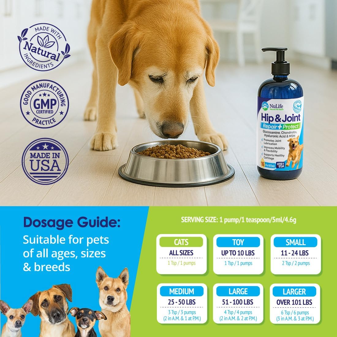 NuLife Hip & Joint Liquid Glucosamine for Dogs 16 Fl.Oz.