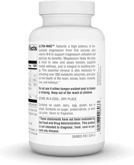 SOURCE NATURALS - Source Naturals Ultra-Mag High-Efficiency Magnesium Complex 120 Tabletas - The Red Vitamin MX - Suplementos Alimenticios - {{ shop.shopifyCountryName }}