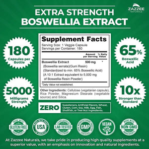 ZAZZEE NATURALS - Zazzee Extra Strength Boswellia Serrata 10:1 Extract 180 Capsulas - The Red Vitamin MX - Suplementos Alimenticios - {{ shop.shopifyCountryName }}