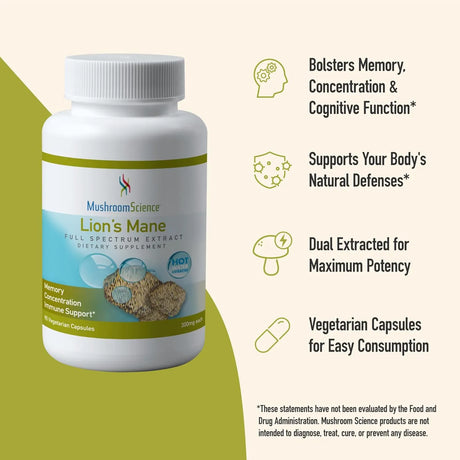 MUSHROOMSCIENCE - MushroomScience Lions Mane Mushroom 90 Capsulas - The Red Vitamin MX - Suplementos Alimenticios - {{ shop.shopifyCountryName }}