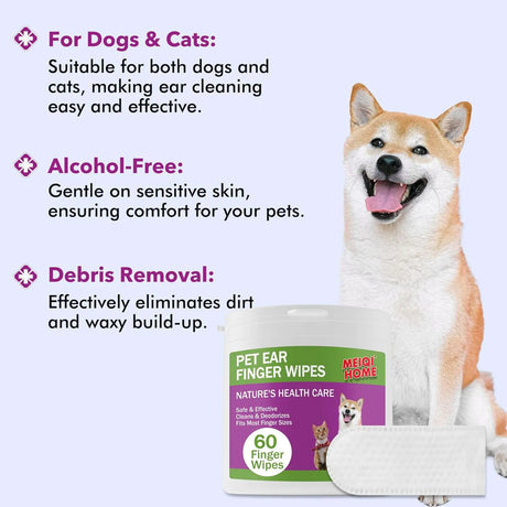 MEIQIHOME - MEIQIHOME Dog Ear Wipes Finger 60 Toallitas - The Red Vitamin MX - Cuidado Del Oído De Perros - {{ shop.shopifyCountryName }}