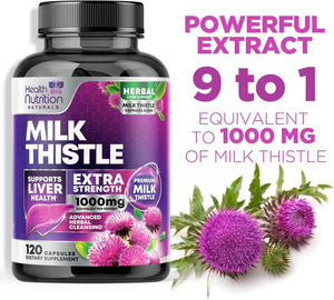 HEALTH NUTRITION NATURALS - Health Nutrition Naturals Milk Thistle Extract 1000Mg. 120 Capsulas - The Red Vitamin MX - Suplementos Alimenticios - {{ shop.shopifyCountryName }}